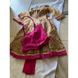 BIBA anarkali in crème and pink